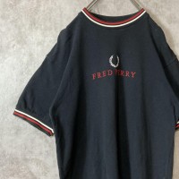 FRED PERRY logo ringer T-shirt size L 配送A フレッドペリー　センターロゴ　リンガーTシャツ | Vintage.City 빈티지숍, 빈티지 코디 정보