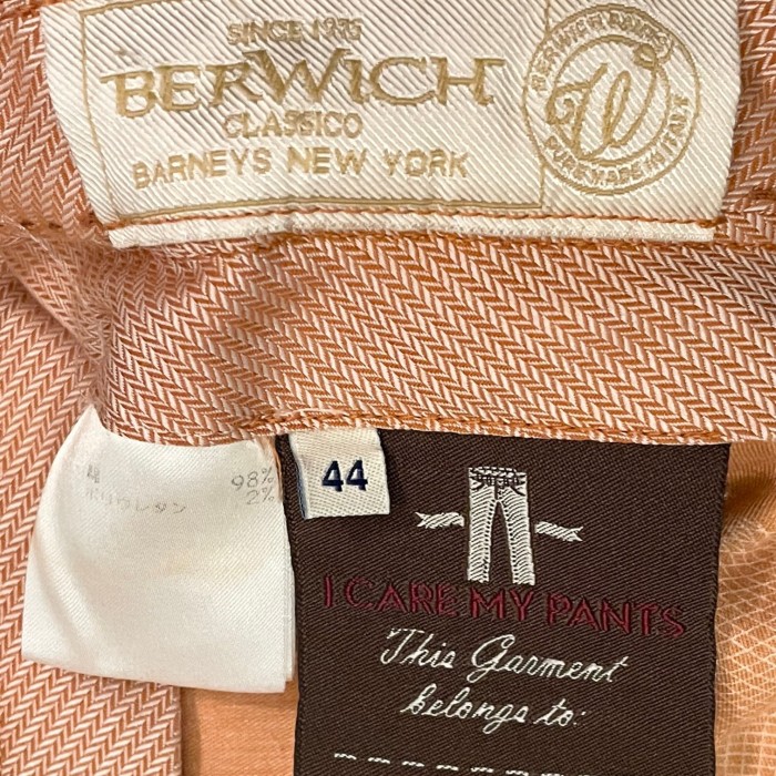【BARNEYS NEWYORK取り扱い】MADE IN ITALY製 BERWICH コットンスラックス オレンジ 44サイズ | Vintage.City 古着屋、古着コーデ情報を発信