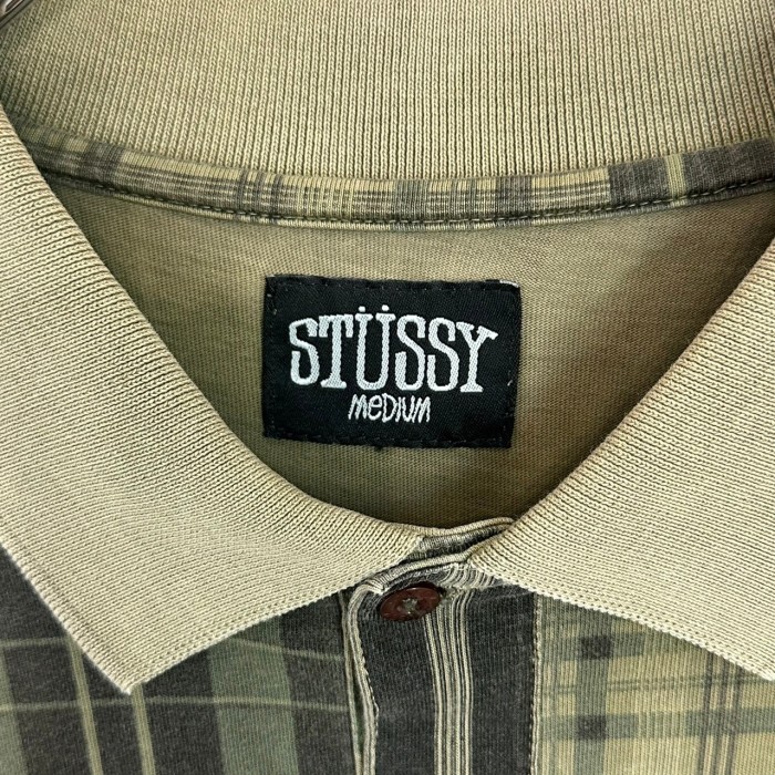 stussy ステューシー ポロシャツ チェック パッチワーク アースカラー | Vintage.City 古着屋、古着コーデ情報を発信