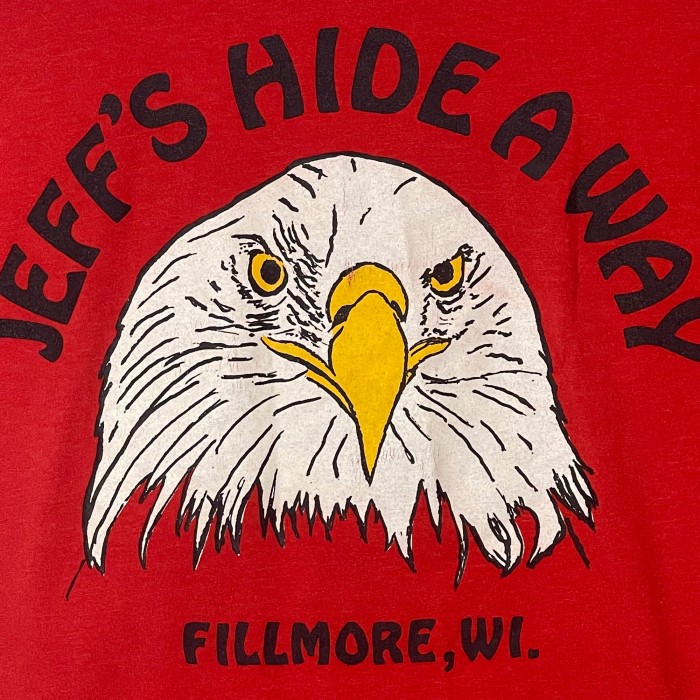 1980's HILTON TEXAS 鷲　鳥　プリント　ボウリングシャツ 赤 ヒルトン | Vintage.City 古着屋、古着コーデ情報を発信