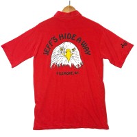 1980's HILTON TEXAS 鷲　鳥　プリント　ボウリングシャツ 赤 ヒルトン | Vintage.City 古着屋、古着コーデ情報を発信