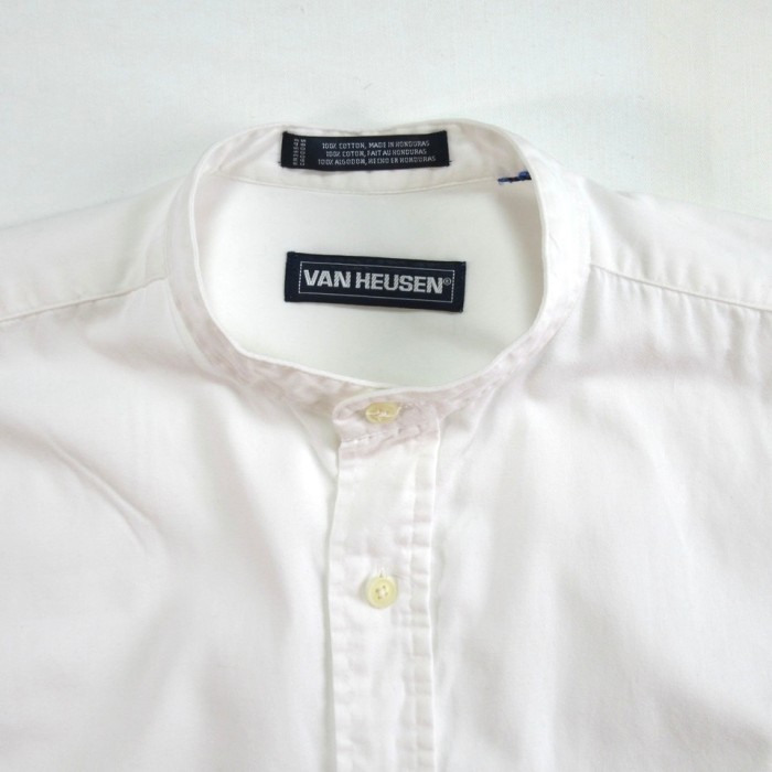 90s VAN HEUSEN バンドカラー ホワイトシャツ | Vintage.City 古着屋、古着コーデ情報を発信