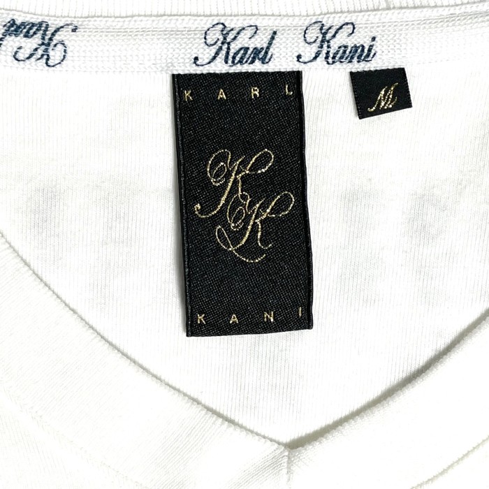Karl Kani Vネック長袖ボーダーTシャツ ホワイト×ネイビー Mサイズ | Vintage.City 古着屋、古着コーデ情報を発信