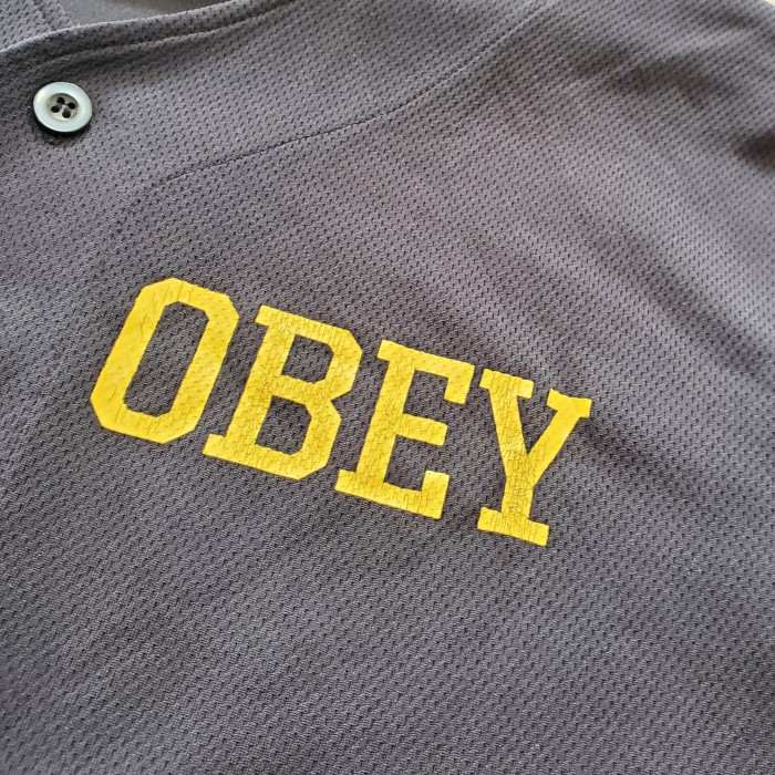 obey オベイベースボールシャツbaseball shirt 黒ストリート古着 | Vintage.City 古着屋、古着コーデ情報を発信