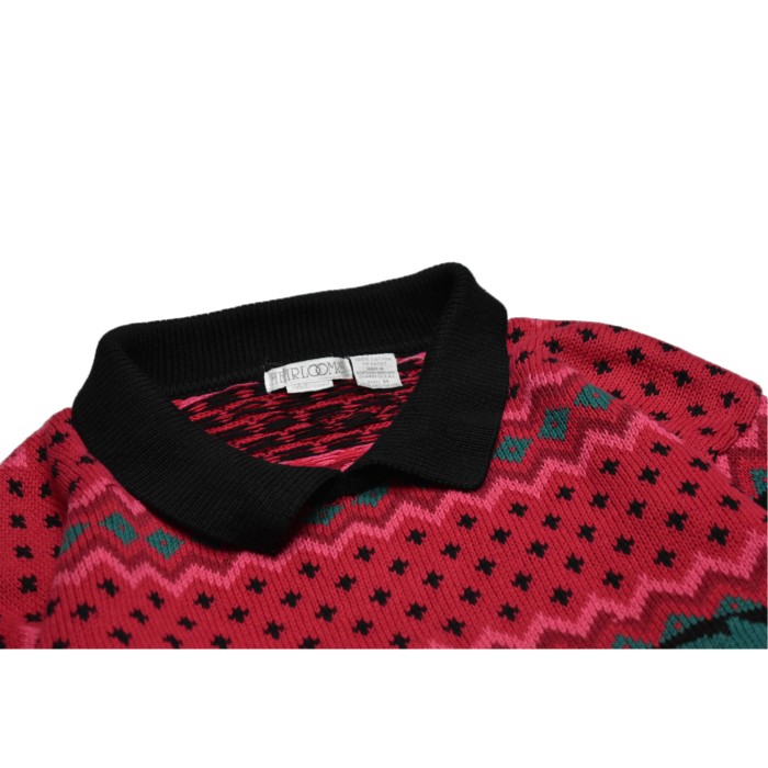 Flower Stitch Design Cotton Knit Sweater | Vintage.City 古着屋、古着コーデ情報を発信