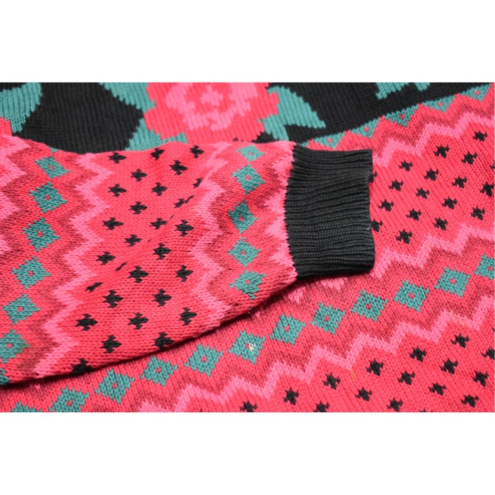 Flower Stitch Design Cotton Knit Sweater | Vintage.City 빈티지숍, 빈티지 코디 정보