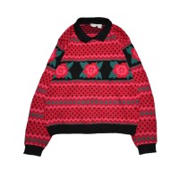 Flower Stitch Design Cotton Knit Sweater | Vintage.City 古着屋、古着コーデ情報を発信