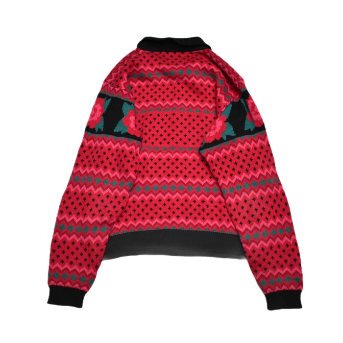 Flower Stitch Design Cotton Knit Sweater | Vintage.City 빈티지숍, 빈티지 코디 정보
