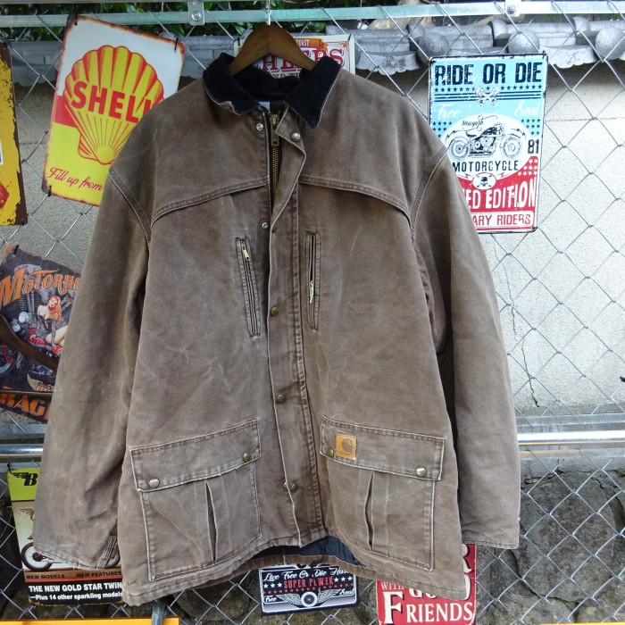 カーハート ブルゾン ブラウン フルジップ ボタン ポケット オーバーサイズ 襟 9971 | Vintage.City 古着屋、古着コーデ情報を発信