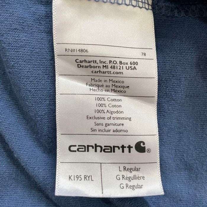 Carhartt big logo T-shirt size L 配送C カーハート　ビッグロゴTシャツ　青 | Vintage.City 古着屋、古着コーデ情報を発信