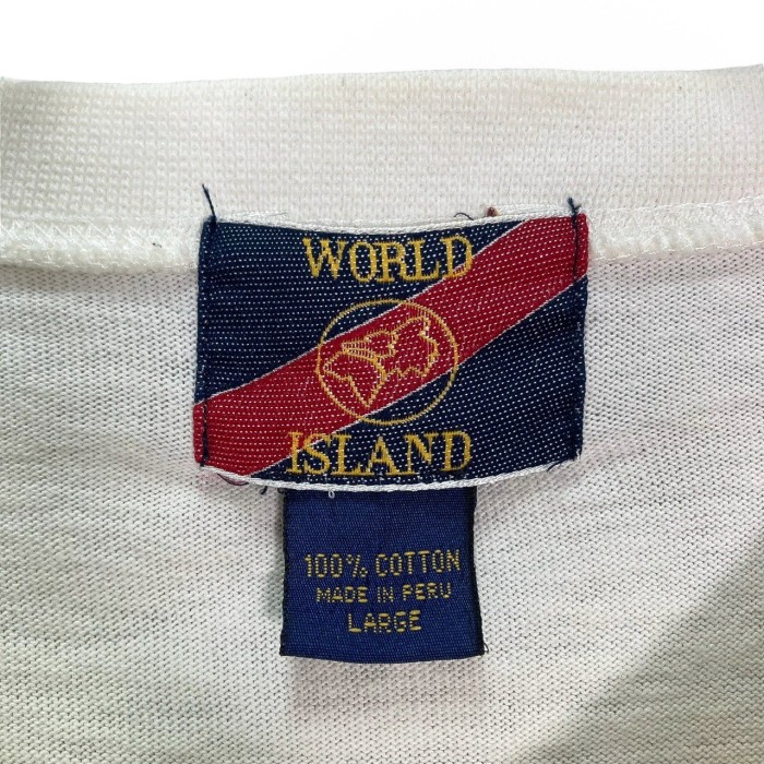 90s WORLD ISLAND L/S border design T-SHIRT | Vintage.City 빈티지숍, 빈티지 코디 정보
