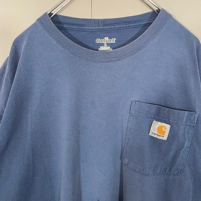 Carhartt pocket T-shirt size L 配送C カーハート　ポケットTシャツ　くすみブルー　ダメージ | Vintage.City 빈티지숍, 빈티지 코디 정보