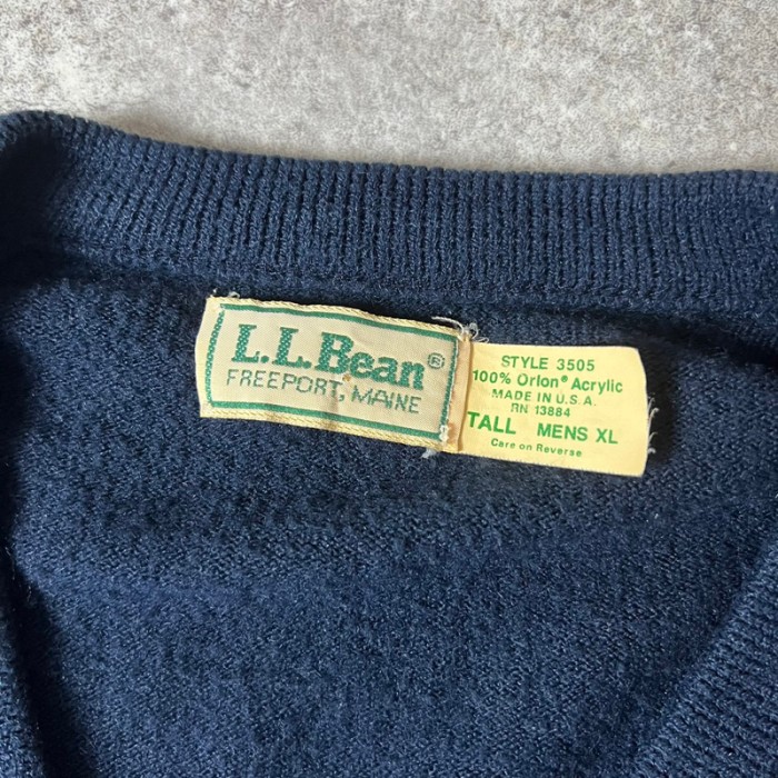 80s USA製 LLBean Vネック 無地 アクリル ニット セーター XL / 80年代 アメリカ製 ビンテージ エルエルビーン ネイビー | Vintage.City 빈티지숍, 빈티지 코디 정보