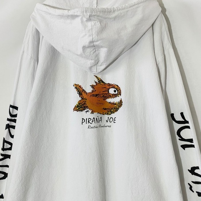 ピラニア 魚 袖プリント ジップアップ メキシカン 白 パーカー M | Vintage.City 古着屋、古着コーデ情報を発信