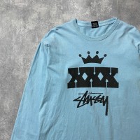 00's　stussy　ステューシー　クラウン　プリントロゴ　ブルー　Tシャツ　ロンT | Vintage.City 빈티지숍, 빈티지 코디 정보