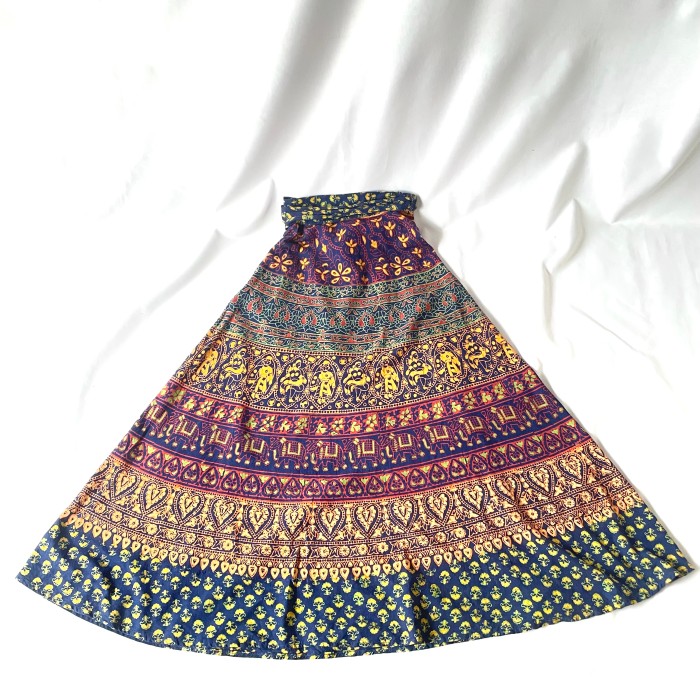 70s vintage indian cotton インド綿 マキシ丈 ラップスカート  ロングスカート hand woven | Vintage.City 빈티지숍, 빈티지 코디 정보