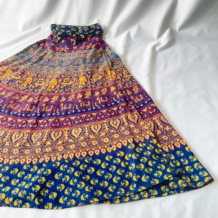 70s vintage indian cotton インド綿 マキシ丈 ラップスカート  ロングスカート hand woven | Vintage.City 古着屋、古着コーデ情報を発信