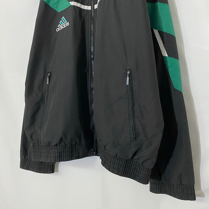 90s adidas バックプリント フロッキープリント ナイロンジャケット 緑 白 黒 L | Vintage.City 古着屋、古着コーデ情報を発信