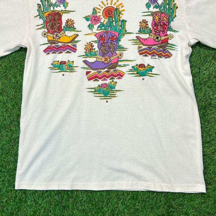 【Unisex】90s カウボーイ ラメ入り スタッズ & ビジュー Tシャツ / Made In USA Vintage ヴィンテージ 古着 ティーシャツ T-Shirts サボテン カーボーイ | Vintage.City 빈티지숍, 빈티지 코디 정보