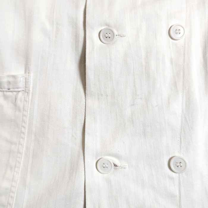 EURO / Double Breasted White Cotton Twill Work Coat | Vintage.City 古着屋、古着コーデ情報を発信