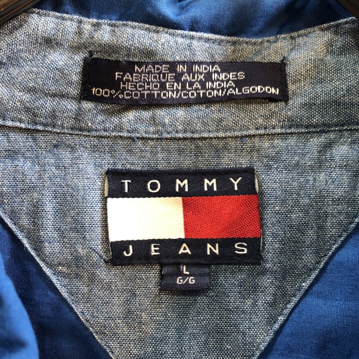 90s TOMMY HILFIGER トミーヒルフィガー 袖切替 半袖シャツ L | Vintage.City 古着屋、古着コーデ情報を発信