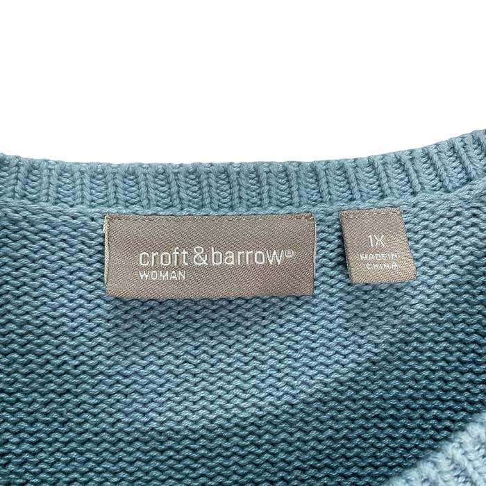 90-00s croft & barrow pale blue cotton sweater | Vintage.City 빈티지숍, 빈티지 코디 정보