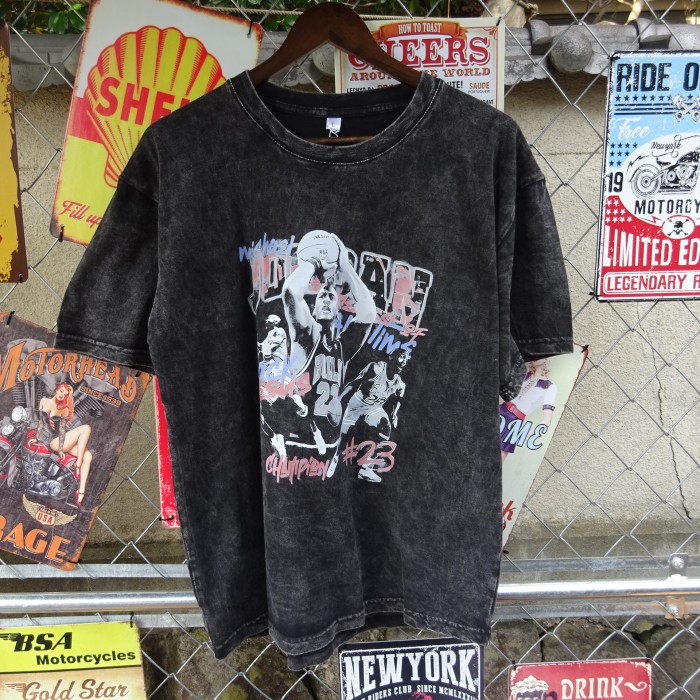 バスケ Tシャツ L ブラック ビッグプリント ウォッシュ加工 オーバーサイズ 9986 | Vintage.City 빈티지숍, 빈티지 코디 정보