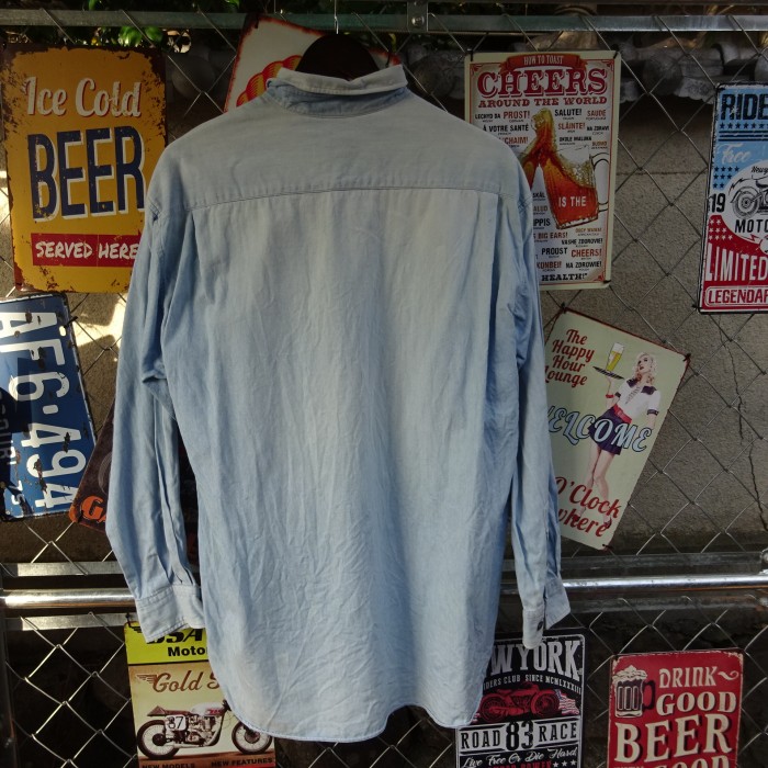 Konga 長袖シャツ フリーサイズ ライトブルー アニマルイラスト刺繡 ボタン 9988 | Vintage.City 빈티지숍, 빈티지 코디 정보