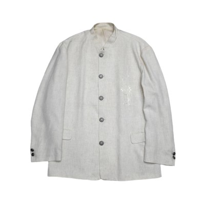 EURO Vintage Stand Color Linen Jacket | Vintage.City 古着屋、古着コーデ情報を発信