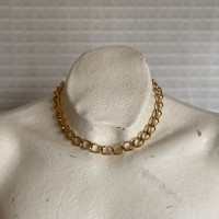 Vintage 90s retro wide design gold chain shot necklace レトロ ヴィンテージ ワイド ゴールド チェーン ショート ネックレス | Vintage.City 古着屋、古着コーデ情報を発信