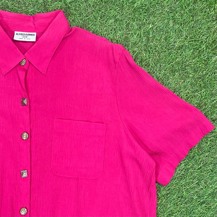 【Lady's】90s ピンク デザイン シャツ / Vinatage ヴィンテージ 半袖シャツ ブラウス バブル バブリー | Vintage.City 빈티지숍, 빈티지 코디 정보