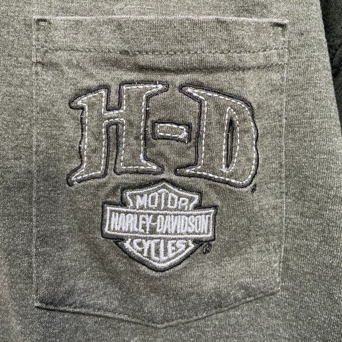 HARLEY DAVIDSON ワンポイント刺繍ロゴTシャツ　カーキ　XL | Vintage.City 古着屋、古着コーデ情報を発信