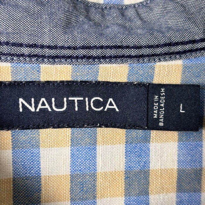 古着 NAUTICA シャツ 半袖 チェック リネン ブルー ベージュ L | Vintage.City 古着屋、古着コーデ情報を発信