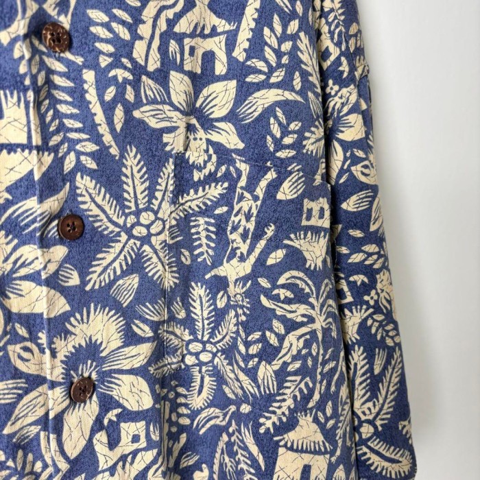 LLBean アロハシャツ 半袖 オープンカラー 開襟 総柄 レーヨン L | Vintage.City 古着屋、古着コーデ情報を発信
