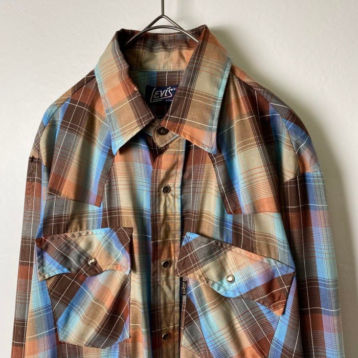 70s Levi's シャツ 長袖 チェック ウエスタンシャツ ブラウン M | Vintage.City 古着屋、古着コーデ情報を発信