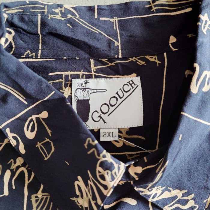 GOOUCH Deadstock open collar shirts グーチ デッドストック レーヨンシャツ　柄シャツ　黒 | Vintage.City 古着屋、古着コーデ情報を発信