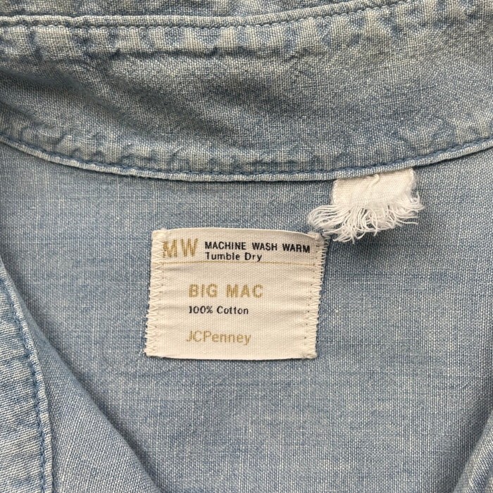 70年代 BIG MAC JC Penney ビッグマック ジェイシーペニー 長袖 シャンブレーシャツ メンズL-XL相当 | Vintage.City 빈티지숍, 빈티지 코디 정보