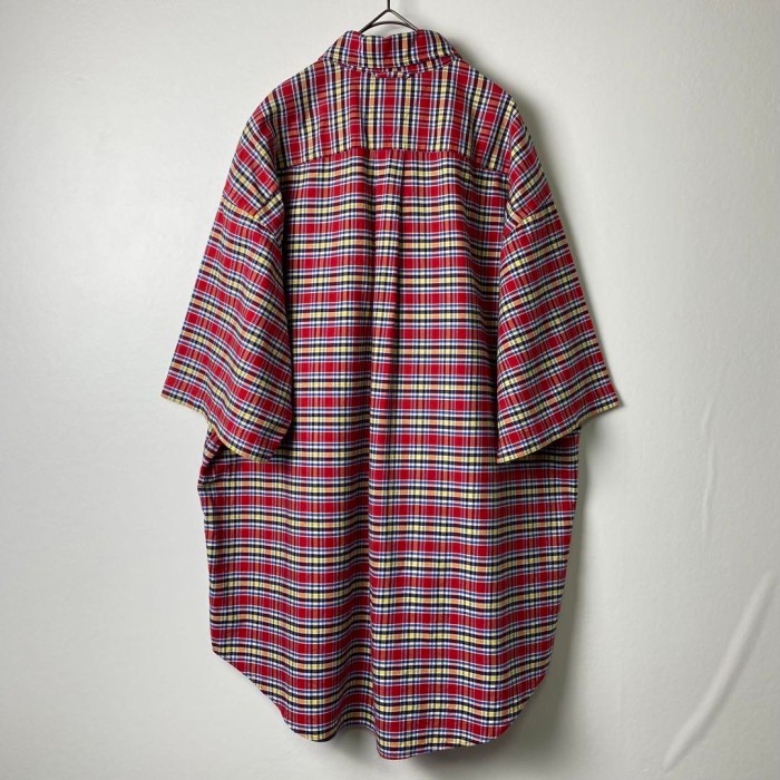 90s トミーヒルフィガー フラッグロゴ 刺繍 シャツ 半袖 チェック 赤黄 L | Vintage.City 古着屋、古着コーデ情報を発信
