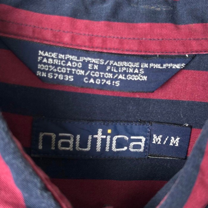 90s NAUTICA 旧ロゴ シャツ 長袖 ストライプ レッド ネイビー M | Vintage.City 古着屋、古着コーデ情報を発信