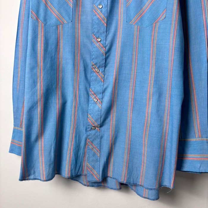 90s ラングラー シャツ 長袖 ストライプ ウエスタンシャツ ブルー XL | Vintage.City 古着屋、古着コーデ情報を発信