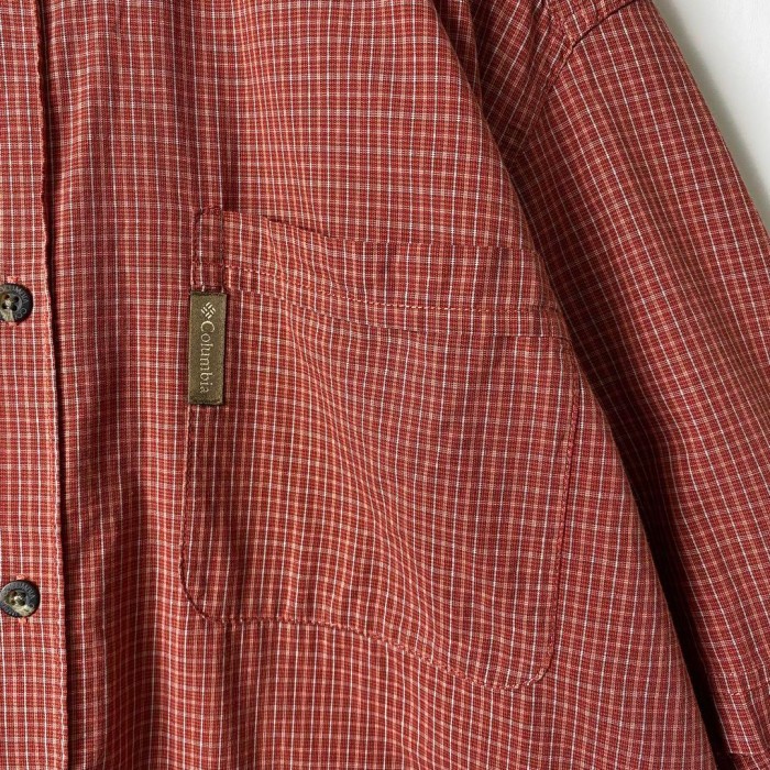 00s Columbia シャツ 半袖 チェック ワンポイントロゴ 赤茶色 L | Vintage.City 빈티지숍, 빈티지 코디 정보