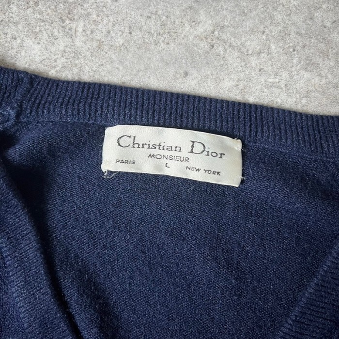 80s USA製 Christian Dior Vネック アクリル ニット セーター L / 80年代 アメリカ製 ビンテージ クリスチャン ディオール | Vintage.City 빈티지숍, 빈티지 코디 정보