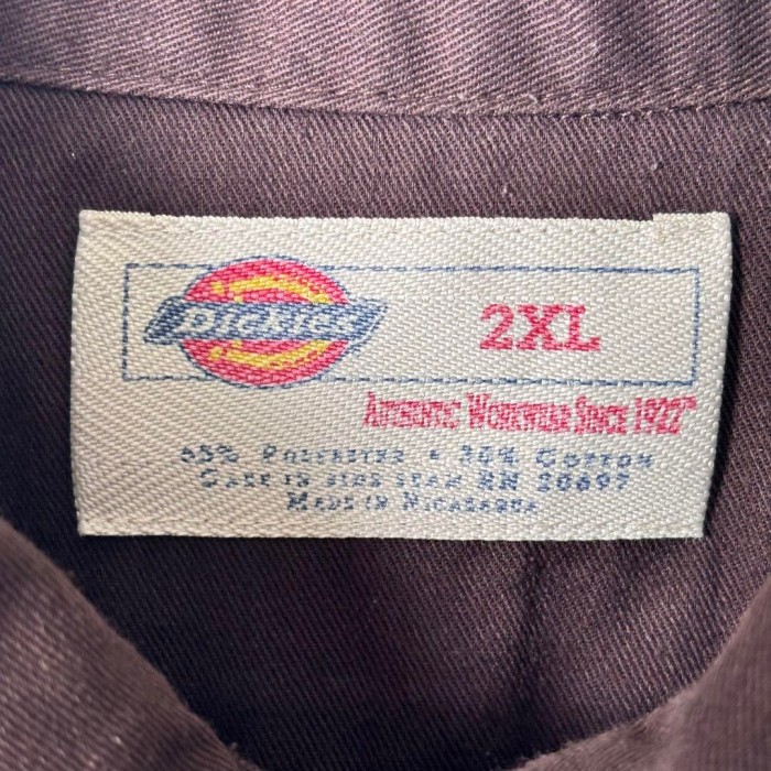 Dickies ワークシャツ 半袖 ワンポイント ダークブラウン 焦げ茶 2XL | Vintage.City 古着屋、古着コーデ情報を発信