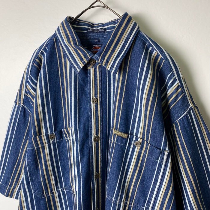 アメリカ古着 90s ディッキーズ デニムシャツ 半袖 ストライプ L 074 | Vintage.City 古着屋、古着コーデ情報を発信