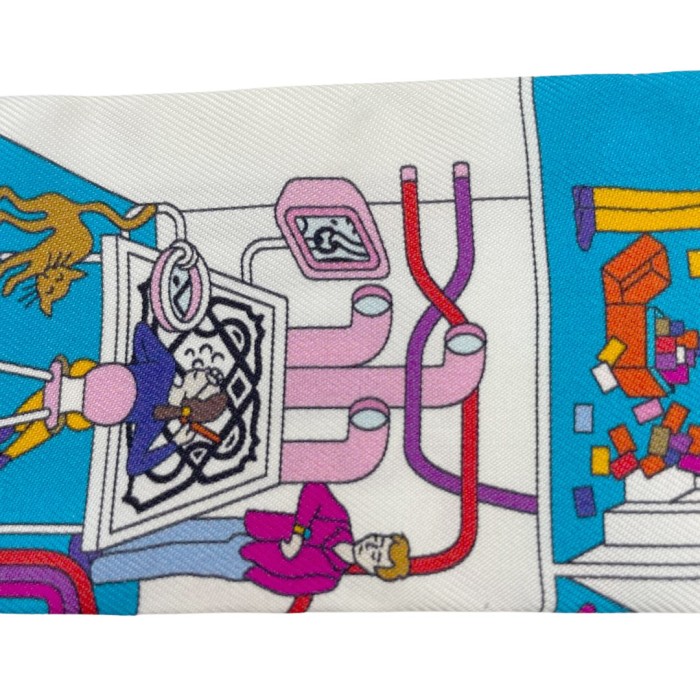 HERMES エルメス スカーフ ツイリー 『La Maison Des Carres(メゾンデカレ)』 シルク ブルー ピンク ホワイト系 | Vintage.City 빈티지숍, 빈티지 코디 정보