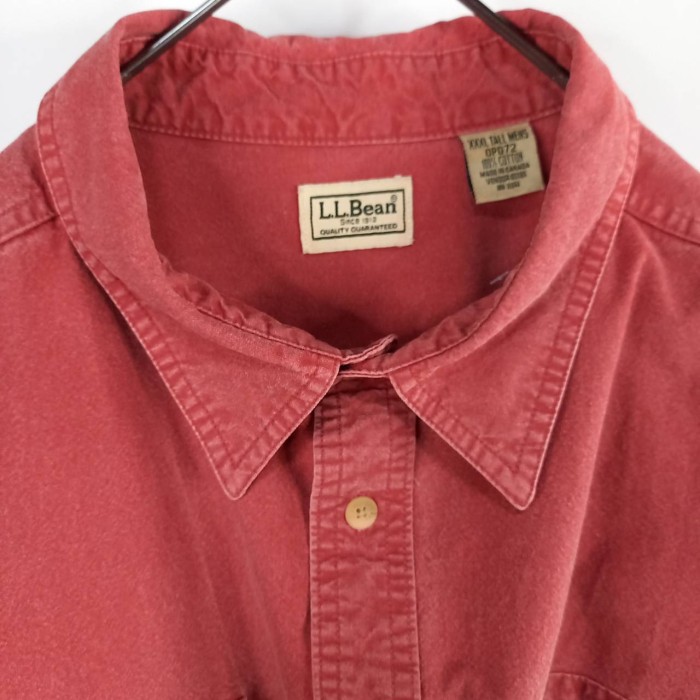 90s　カナダ製　エルエルビーン　ワークシャツ　半袖　ビッグ　無地　くすみ　レッド　3XL | Vintage.City 古着屋、古着コーデ情報を発信