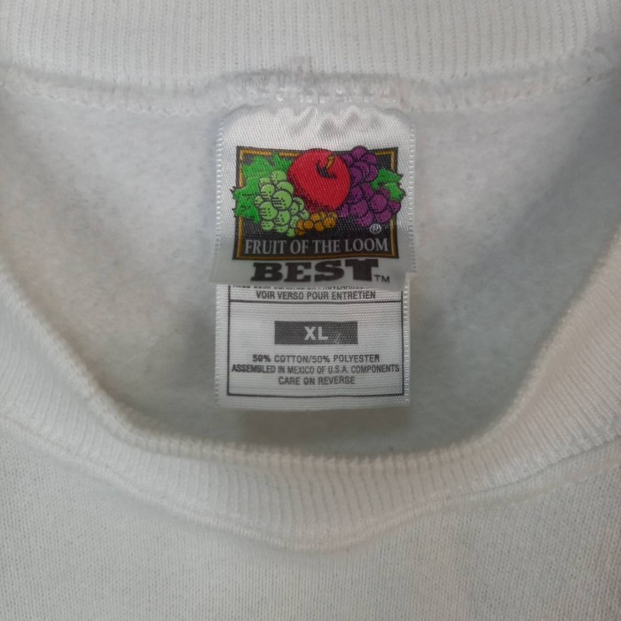 90s　メキシコ製　フルーツオブザルーム　スウェット　トレーナー　刺繍　ホワイト　白　XL | Vintage.City 古着屋、古着コーデ情報を発信
