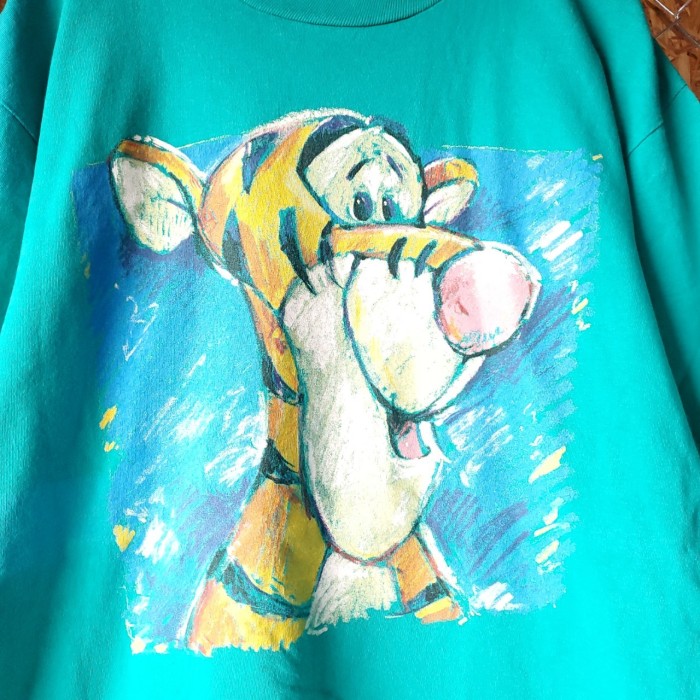 Disney   90s   USA製　ティガー　ビッグプリント　Tシャツ　半袖  人気カラー　グリーン　ヴィンテージ　くまのプーさん　アメキャラ　アメカジ　ストリート　ユニセックス　一点物　古着 | Vintage.City 古着屋、古着コーデ情報を発信