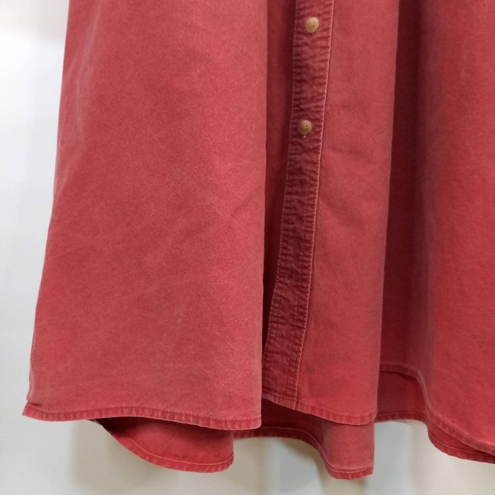 90s　カナダ製　エルエルビーン　ワークシャツ　半袖　ビッグ　無地　くすみ　レッド　3XL | Vintage.City 빈티지숍, 빈티지 코디 정보