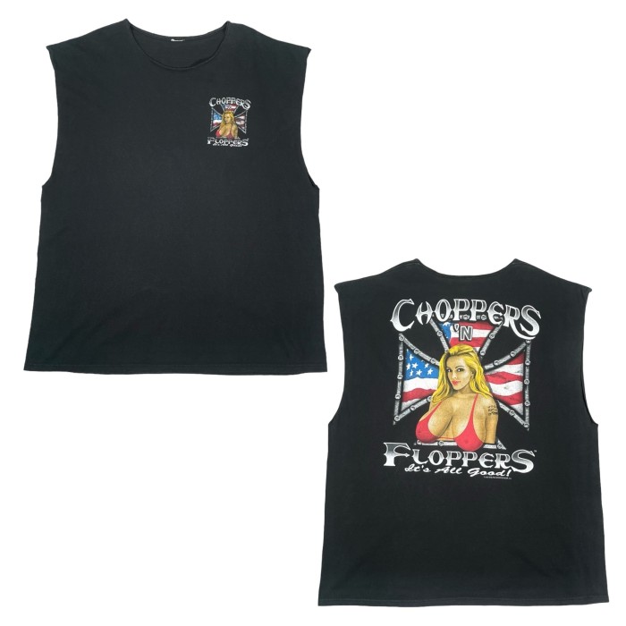 00's “CHOPPERS 'N FLOPPERS” Cut Off Motorcycle Tee | Vintage.City Vintage Shops, Vintage Fashion Trends